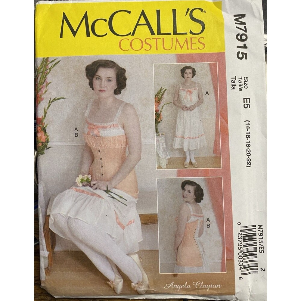 McCall's Costumes Sewing Pattern Chemise Corset M7915 Size E5 14-16-18-20-22 New